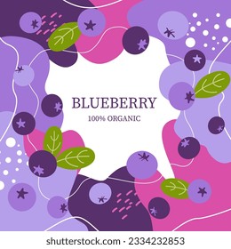 Vector background with doodle blueberry and abstract elements. Hand drawn illustrations.