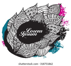 Vector background with doodle pattern on grunge texture. Vector abstract elements. 