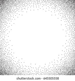 Vector background of dots in the corners of the image. Black digital vignette in cartoon style for comics