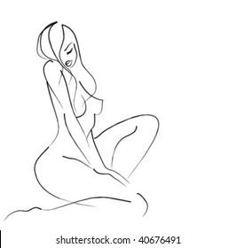 VECTOR Background with drawing of the beautiful woman