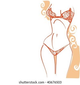 VECTOR Background with drawing of the beautiful woman