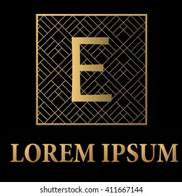 Vector background with E letter golden