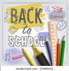 vector background with education icons set