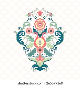 Vector background. Element beautiful floral pattern in modern style. Moroccan tiles ornament. 