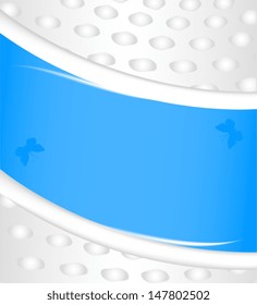 Vector background with elements of spots and butterflies on a white stripe. EPS 10