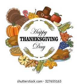 Vector background with elements of Thanksgiving Day. Vector illustration for your design 
