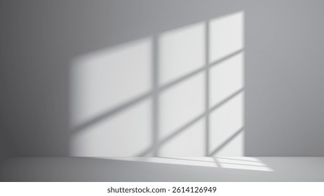 Vector background of empty white room with shadows of window for product presentation