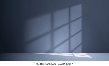 Fundo vetorial da sala branca vazia com sombras da janela para apresentação do produto
