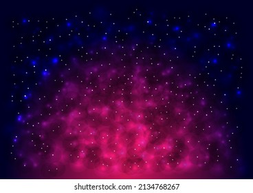 Fondo vectorial de un espacio interminable con nebulosa de galaxia de estrellas, espacio profundo muchos