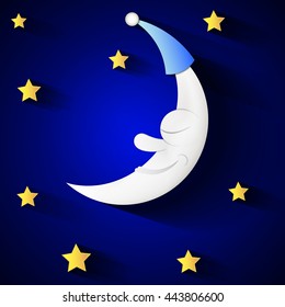 Vector background with evening sky. Moon and stars.