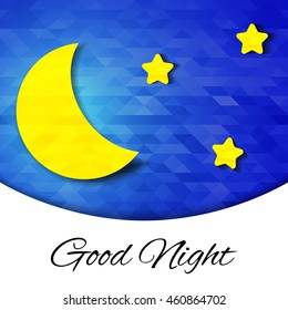 Vector background with evening sky. Moon and stars 