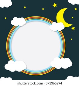 Vector background with evening sky. Vector and text