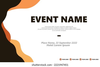 Vector background for event using brown colored wave and curvy decoration. Suitable for seminar, conference, meeting, exhibition, and commemoration.