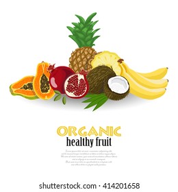 Vector background with exotic fruits. Vector  illustration for your design