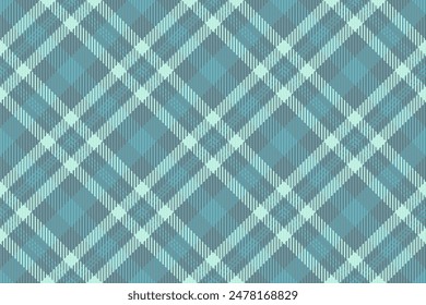 Vector background fabric of check seamless plaid with a tartan texture textile pattern in cyan and pastel colors.