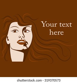 Vector background with face of girl and space for your text