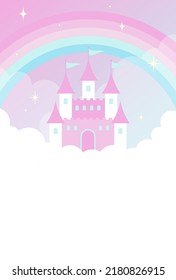 vector background with a fairy tale castle in cloudy sky for banners, cards, flyers, social media wallpapers, etc.