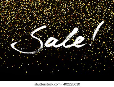 Vector background with falling confetti and handwritten sale text