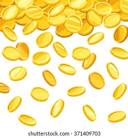 Vector Background With Falling Golden Coins.