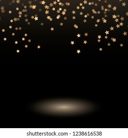Vector background with falling golden stars template in graphic design illustration