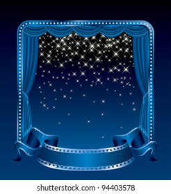 vector background with falling stars on blue stage