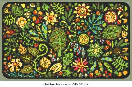 Vector background of fantastic plant elements