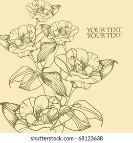 vector background with fantasy hand drawn flowers
