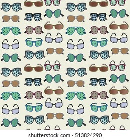 Vector background of fashion colored  Sunglasses Silhouettes  in a variety of shapes - Illustration