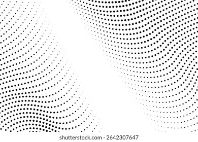 Vector background featuring a dynamic halftone dot pattern that gradually shifts in density, creating a smooth gradient effect.