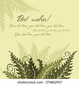 Vector background with fern leaves. Design template with place for your text.