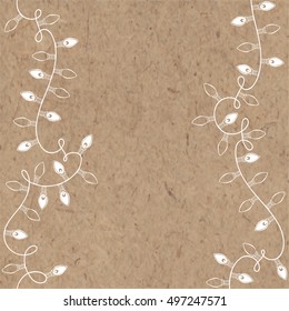 Vector background with festive garlands and place for text on kraft paper. Can be greeting cards, invitations, flyers, element for design.