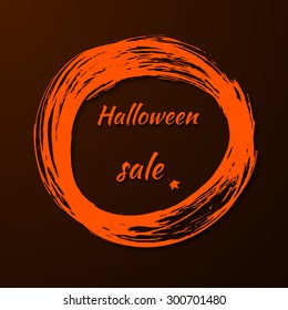 Vector background - festive Halloween sale, banner handwritten calligraphic blot with a loop.