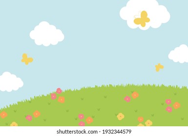 vector background with a field and sky for banners, cards, flyers, social media wallpapers, etc.