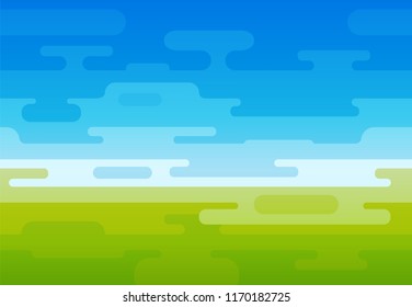Vector background of Field at Sunny Day in Creative Flat Style. Rural pasture Illustration.