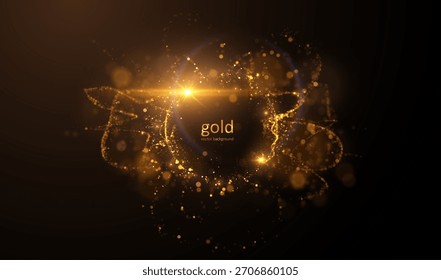 Vector background with a fiery golden bokeh circle. Luxury composition with gold, dynamic fire energy and sense of premium elegance. Perfect for exclusive event invitations and corporate presentations