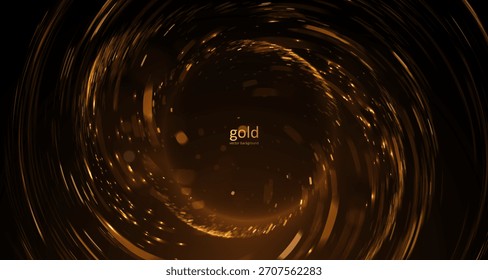 Vector background with a fiery golden bokeh circle. Luxury composition with gold, dynamic fire energy and sense of premium elegance. Perfect for exclusive event invitations and corporate presentations