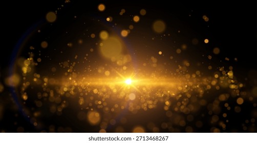 Fondo de Vector con un círculo de bokeh dorado ardiente. Composición de lujo con oro, energía de fuego dinámica y sentido de elegancia premium. Perfecto para invitaciones exclusivas a eventos y presentaciones corporativas