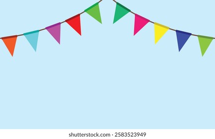 The vector background, filled with bright and colorful birthday flags, set the tone for a fun celebration, bringing energy and cheer to the special day.

