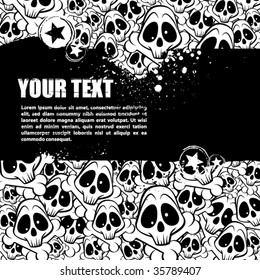 Vector background filled with skulls. There is a place for your text.