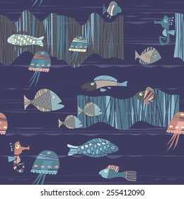 vector background with fishes