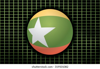 Vector background with flag of Myanmar.