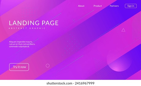 Vector Background. Flat Abstract Design. Pink Dynamic Illustration. Music Shapes. Cool Gradient Brochure. Corporate Page. Paper Landing Page. Purple Vector Background