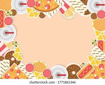 Vector background flat design junk food
