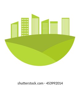Vector background flat environmentally friendly city of the future. An illustration for defenders of the nature and ecological an organzation, for packing and as an icon for infographic.Green city