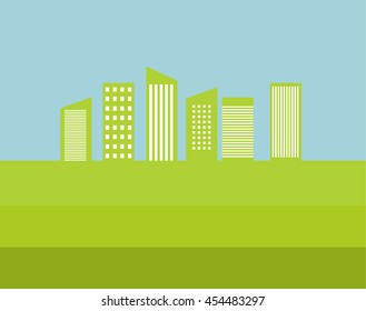 Vector background flat environmentally friendly city of the future. An illustration for defenders of the nature and ecological an organzation, for packing and as an icon for infographic.Green city