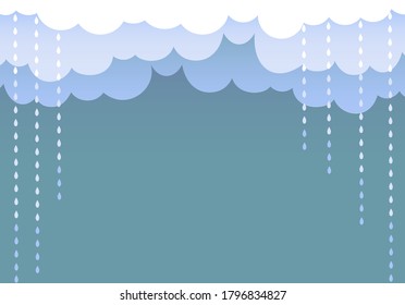 
Vector background in flat style with clouds and rain.