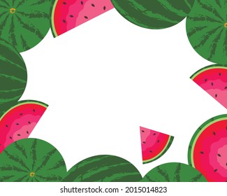 Vector background in a flat style consisting of watermelons. Any of your text can be placed in the middle.