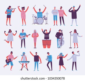 Vector Background Flat Style Group Singing Stock Vector (Royalty Free ...