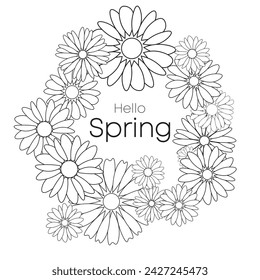 Vector background with floral line art design with a spring theme,greeting card.