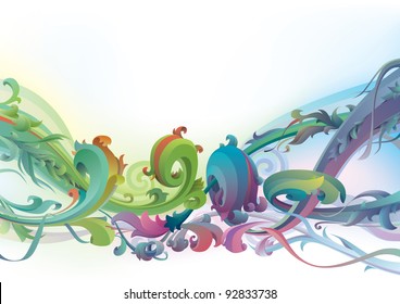 Vector background with the floral  motifs.